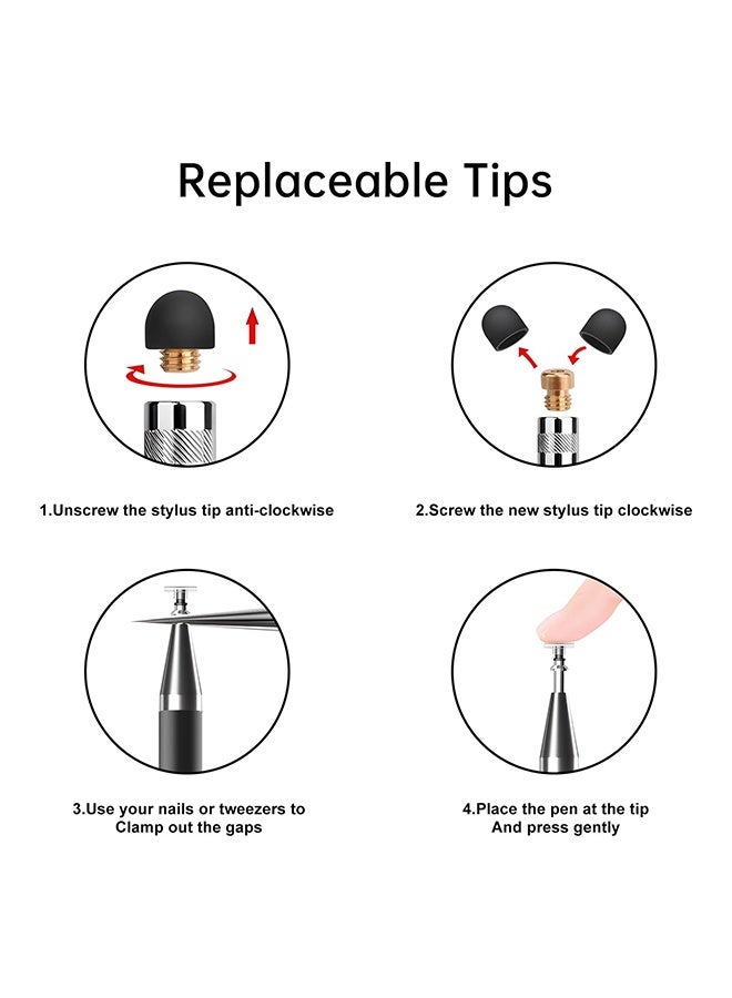 تِلْسِل قلم لمس (5 قطع)، قلم لمس 2 في 1 لشاشة اللمس، دقة وحساسية عاليتان، مناسب لأجهزة iPhone/iPad/أجهزة Android اللوحية، متوافق مع جميع شاشات اللمس (أسود) - Image 5